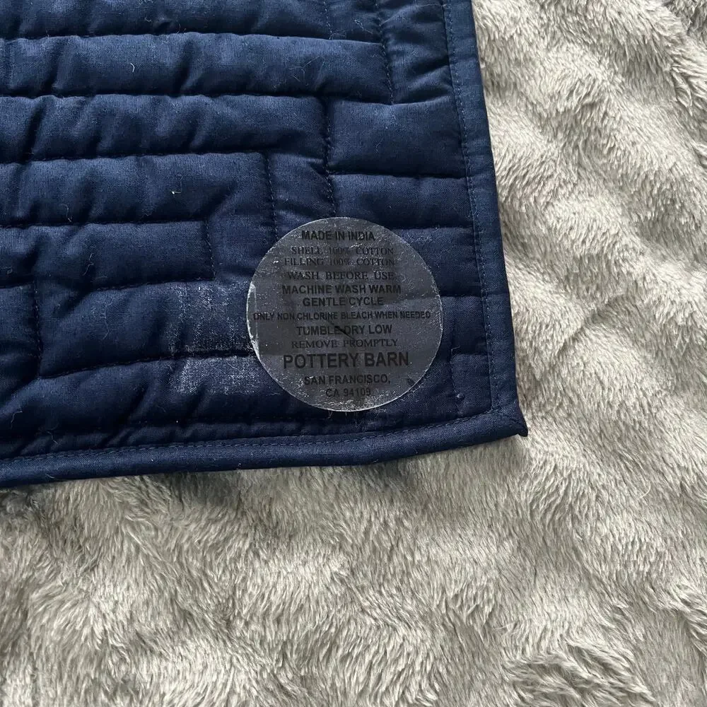 Pottery Barn 6 Piece 100% Organic Cotton Quilted Placemats Blue Tones Patchwork